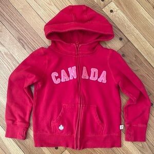 Joe Fresh Canada Canadian Red Hoodie Hooded Sweatshirt Full Zip Girls 10 12